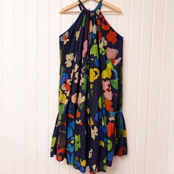 Anthropologie Whit Two Floral Halter Midi Dress Size Large Petite - Picture 7 of 11